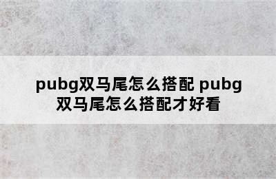 pubg双马尾怎么搭配 pubg双马尾怎么搭配才好看